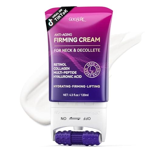 Neck Firming Cream with Roller, Tighten & Lift Neck & Chest Moisturizing Cream, Anti-Aging, Smooths Wrinkles & Crepey Skin, Visibly Firming, Multi-Peptide, Retinol, Collagen, Hyaluronic Acid 4.3 Fl Oz - Image 1