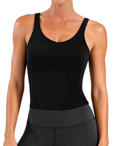 MXYMXY V-Neck Sports Bra Tank Top for Women Black