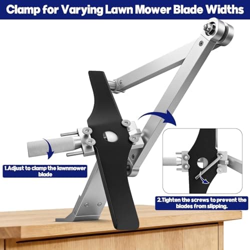 WEWEAL Lawn Mower Blade Sharpener and Balancer, 15°-45° Adjustable Lawnmower Blade Sharpening Tool for Right & Left Hand Blades, Blade Sharpener Kit - Thumbnail 4