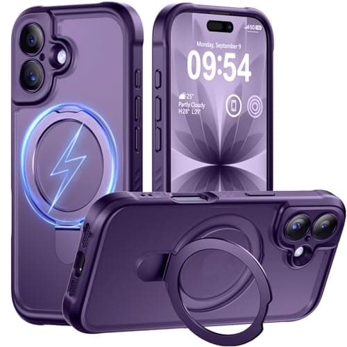 MOCCA Design for iPhone 17 Case, Compatible with Magsafe [Premium Invisible Magnetic Ring Stand] [Military Drop Protection] Full Camera Guard Translucent Matte Slim Phone Cover 6.3",Deep Purple