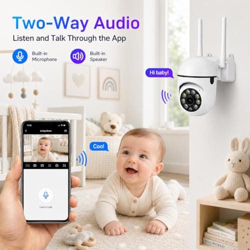PBSEV Security Camera Indoor 1080P Wired, Pan/Tilt Control, Two-Way Audio, Clear Night Vision, Easy Setup, SD/Cloud Storage, WiFi Home Camera for Baby, Pet, Bedroom & Living Room Monitoring - Thumbnail 2