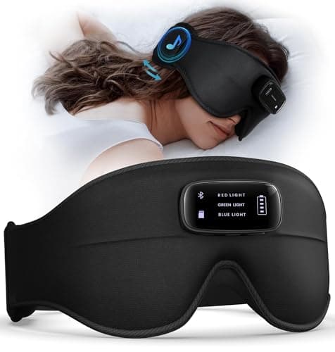 Sleep Mask with Headphones Bluetooth 5.4-3D Zero-Pressure Design AHUIARGY Adjustable Sleep Headphones 100% Light Blocking Sleep Headphones with White Noise Sounds Comfortable（Raven） - Image 1