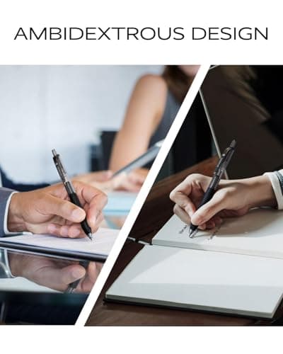 STAGEEK 0.5mm Gel Pens Fine Point Smooth Writing Pens, 12PCS Black Ink Pens, Retractable Leather-Like Black Gel Pens, Business Gel Pen for Journaling, Writing, School, Office Use (Black) - Thumbnail 6