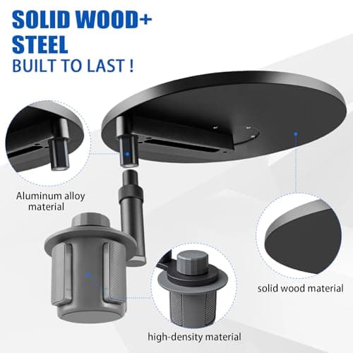 Lumlazni Car Desk for Laptop, Portable 360° Rotation Wooden Steering Wheel Tray (Cup Holder Mounted) for Food, Eating, Office, Compatible with Tesla Model Y/3 & Most Vehicles - Thumbnail 6