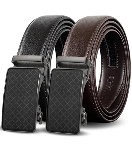 Truyis Leather Ratchet Belts For Men 2 Pack,Slide Ratcheting Belt,Adjustable Click Dress Belt - Image 1