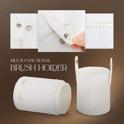 Makeup Brushes Set Professional & Beginner Friendly with Uniquely Designed Case, Soft Synthetic Bristles for Foundation Contour Blush Concealer Highlight Blending Eyeshadow, 12Pcs (Milky White) - Thumbnail 6