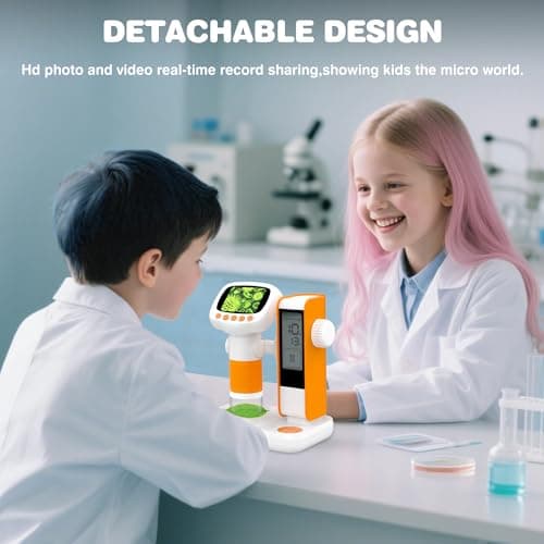 Microscope for Kids,1000X Portable Handheld Microscopes w/Base Stand, 2" HD Screen Pocket Microscope USB Support Camera and PC Video, Digital Microscopes for Kid, Christmas Birthday Gifts - Thumbnail 4