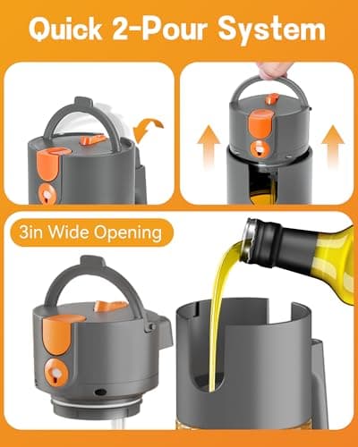 OURCABECUE Upgrade 2 in 1 Oil Sprayer for Cooking, 17oz Light-Blocking Glass Olive Oil Dispenser Bottle for Kitchen,Food-Grade Oil Mister with 8 Stickers for Salad, Frying (Grey) - Thumbnail 6