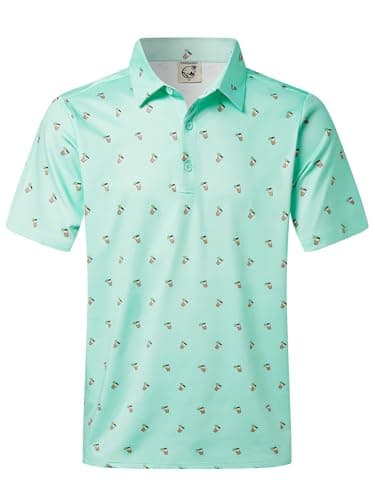 Hardaddy Mens Golf Polo Shirts Dry Fit Short Sleeve Print Patterns Moisture Wicking Collared Funny Golf Shirts for Men Mint 3XL - Image 1