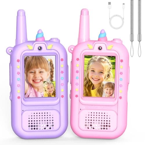Video Unicorn Walkie Talkies for Girls: 2 Pack Rechargeable Kids Walkie Talkies Toys for 3 4 5-7 Year Old Girl Birthday Gifts for 4 5 6 7 8-10 Year Old Kid Gift Toy Age 3-5 Indoor Hiking Travel
