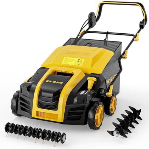 Dethatcher and Scarifier, 16-Inch 15 Amp Electric Lawn Dethatcher with 13.2 Gal Collection Bag, 5-Position Depth Adjustment, 2-in-1 Corded Power Rake & Aerator Tool - Image 1