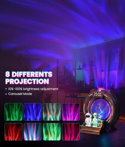 Northern Galaxy Light Projector with Plasma Ball ,Remote Control LED Night Light Aurora Portal Projector with Bluetooth Speaker, White Noise, Timer - for Bedroom ,Kids Room Gifts for Christmas - Thumbnail 6