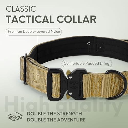 Jumpress Heavy Duty Tactical Dog Collar with Airtag Holder, 1.5’’ Wide Large Dog Collar with Comfortable Handle, Durable Airtag Dog Collar for Large Dogs (Brown,Neck 20-24’’) - Thumbnail 2