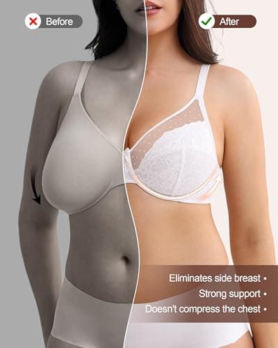 leviace Minimizer Bra Women Full Coverage Underwire, White, 40D - Thumbnail 4