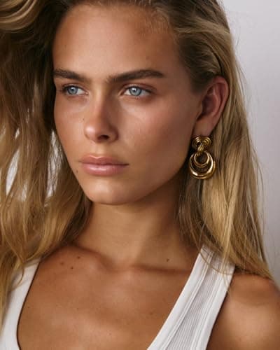 UANNEAU Gold Chunky Earrings for Women Trendy, 14K Gold Plated Dainty Blod Big Earrings Statement Minimalist Hypoallergenic Earrings Gifts for Her Mom - Thumbnail 6