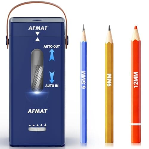 AFMAT Electric Pencil Sharpener, Fully Automatic Pencil Sharpener, Auto in & Out, Rechargeable Hands-Free Sharpeners for Jumbo & Colored Pencils (6.5-12mm), Portable for Home/Classroom/Office PSC6