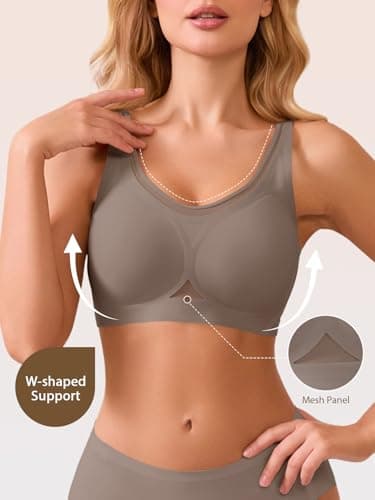 Aoysky Women Wireless Jelly Bras No Underwire Comfortable Bra Supportive Full Coverage Bras Tshirt Bralettes Seamless Bra - Thumbnail 5