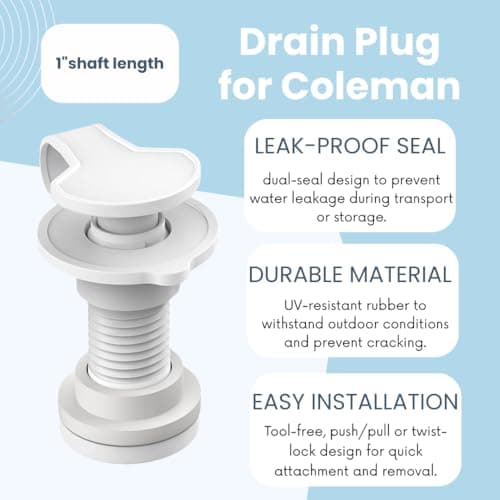 1" Cooler Drain Plug Replacement for Coleman Coolers-1 inch Shaft Length Cooler Drain Plug Kit, Cooler Parts Accessories Fits Most Coolers - Thumbnail 4