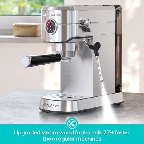 CASABREWS 5418 PRO Espresso Machine 20 Bar, Upgraded Espresso Maker with Powerful Steam Milk Frother, Stainless Steel Coffee Machine with Fast Heating System for Cappuccino, Latte, Silver - Thumbnail 4