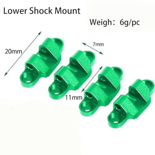 Aluminum Lower Shock Mount for Losi 1/18 Mini LMT 4X4 Brushed Monster Truck，Replacement for Losi - LOS211044 Upgrade Part Suspension Mounting Set for Losi-LOS01026 1/18 Mini LMT Monster (Green) - Thumbnail 2