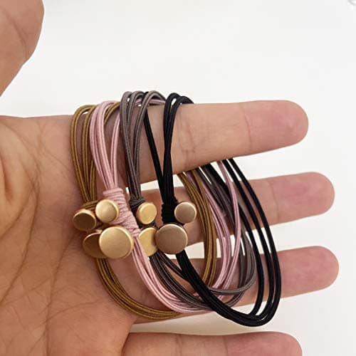 UDeBe Fashion Hair Ties with Metal Circle Beads, Thin Hair Elastics Tie Korean, Colorful 8 Counts. - Thumbnail 2