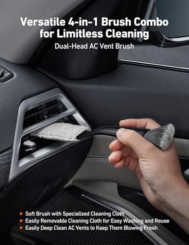AstroAI 10pcs Windshield Cleaner Tool, Car Interior Detailing Kit with AC Vent Brush, 3 Cleaning Brushes, 4 Microfiber Pads and Spray Bottle, All-Inclusive Cleaning Solution, Car Accessories, Blue - Thumbnail 3