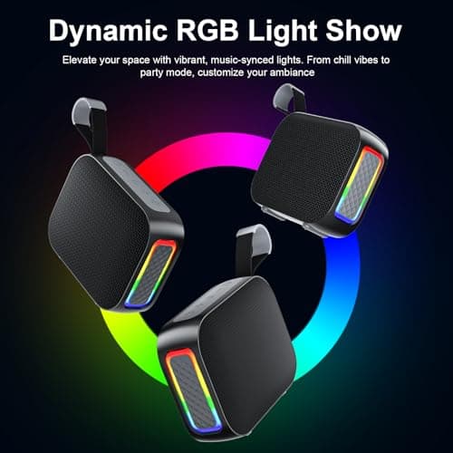 KASOHQEE Portable Bluetooth Speaker with RGB Lights, IPX5 Waterproof Wireless Speaker for Outdoor & Home, 5.4 Bluetooth, 15H Playtime, TWS Pairing, Lightweight Hiking Speaker Support TF/USB/AUX - Thumbnail 6