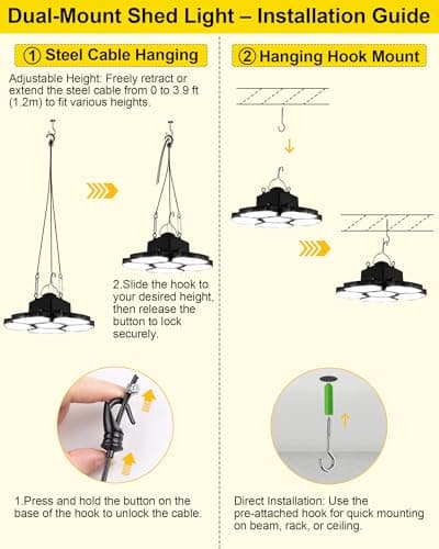 T-SUN Battery Operated Shed Lights, LED Work Light Compatible with Dewalt 20V Battery Hanging Lights Indoor Outdoor Camping Light, Emergency Lighting for Job Site Car Repairs(1 Pack) - Thumbnail 3
