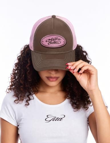 Aelfric Eden Trucker Hat Color Block Mesh Snapback Baseball Cap Brown Pink - Thumbnail 4