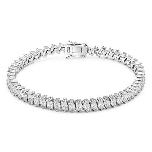 Moissanite Tennis Bracelet For Women, 7 Ins Women's Tennis Bracelets,Marquise Cut D-Color VVS1 Platinum Plated Silver Bracelet,Hypoallergenic Bezel , Ice Crystal Sparkling,Exquisite Jewelry,with Gift Box,Ideal Gift for Wife/Her (7 Inches) - Image 1