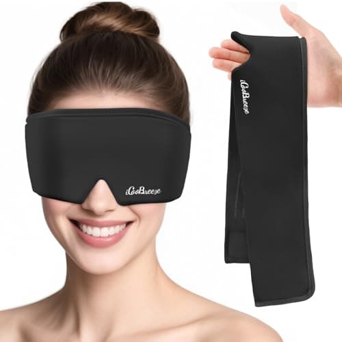 Cooling Eye Mask for Puffy Eyes, Headache and Migraine Relief Gel Eye Mask, for Headache, Puffiness, Eye Strain, Sinusitis & Post-Surgery Care – Large Soft Reusable Cold Eye Compress (Black)