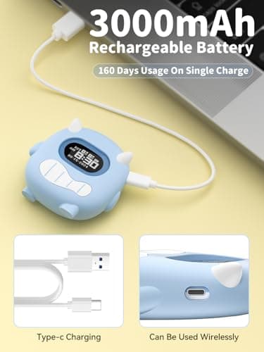 Kids Digital Alarm Clock-Cordless 3000mAh Rechargeable Vibrating Digital Clock for Heavy Sleepers Mini Toddler Clock for Travel Bedroom Silicone Case Date/Month/Year 3 Alarm/Vibration Setting Mode - Thumbnail 3