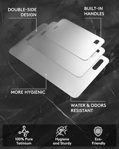 Titanium Cutting Board Set of 3, Premium Pure Titanium Chopping Boards for Kitchen, Non-Toxic & Dishwasher Safe for Meat, Fruit, and Vegetables (Set of 3)-Upgraded Version - Thumbnail 6