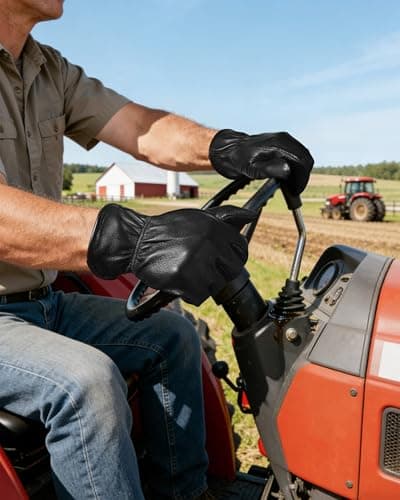 OZERO Leather Garden Gloves: Soft Breathable Deerskin Gloves (Black, L) - Thumbnail 2