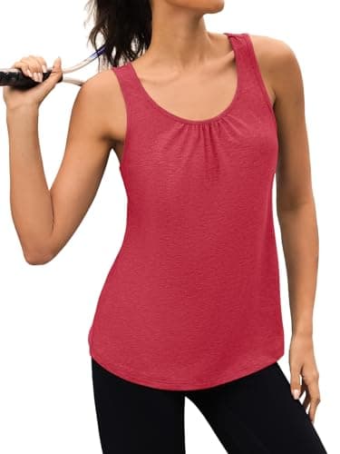 3rd hill Workout Tank Tops for Women Racerback Sleeveless Yoga Top Loose Fit Gym Shirt Running Athletic Tanks Red S - Thumbnail 2