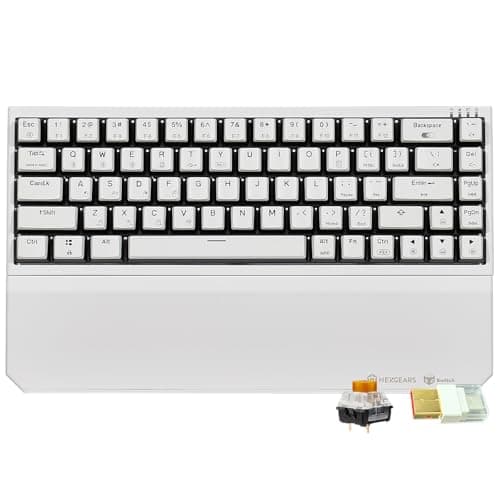 Hexgears X1 Pro Wireless Mechanica Keyboard, Tri-Mode Bluetooth/2.4G/USB-C, Hot-Swappable Tactile Switch Gaming Keyboard, Mini Compact White Backlit Keyboards with Wrist Rest - White