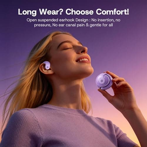 Yeforu Over Open Ear Earbuds Wireless Bluetooth Open Ear Headphones Air Conduction Earbuds that Don't Go in Your Ear with Awareness of Surroundings with Over-Ear Hooks - Thumbnail 2