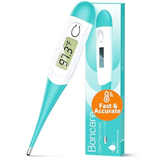 Boncare 10 Seconds Oral Thermometer for Adults and Kids - Accurate & Safe Rectal Thermometer for Baby with Fever Alarm, Digital Thermometer (Blue Green) - Image 1