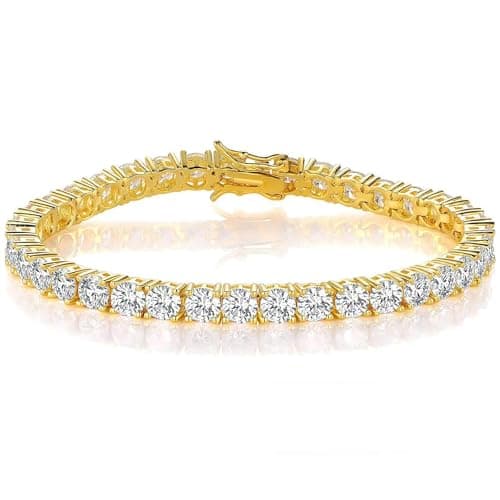 Gemsme 4mm Tennis Bracelets for Women - 4mm Round Cut Cubic Zirconia with 18K Gold Plated, Classic Diamond Tennis Bracelet for Women/Men,Size 8.5 inch - Image 1