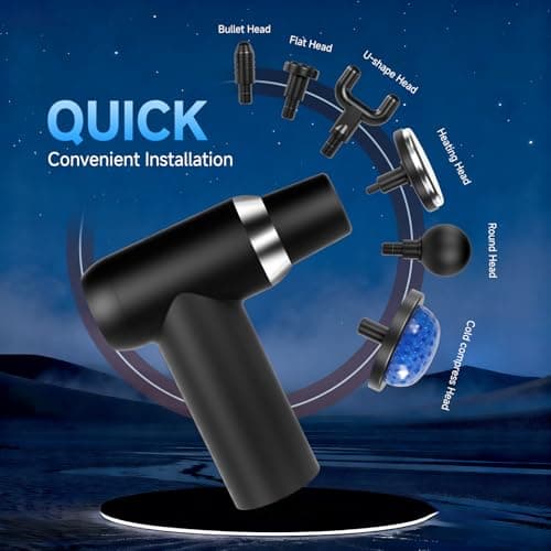 Beyn Hot & Cold Therapy Massage Gun with Detachable Long Handle - Deep Tissue Percussion Massager for Back Pain Relief, 6 Speeds & 6 Heads, LCD Display, USB-C Rechargeable, Quiet Muscle Massager - Thumbnail 6