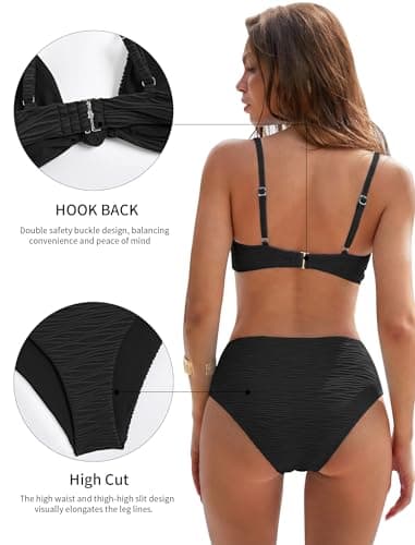 ZAFUL Black Bikini Sets Two Piece Swimsuit Knot Front Push Up Swimsuit Brazilian 2 Piece Bathing Suit 2026 Swim Suit XL - Thumbnail 5
