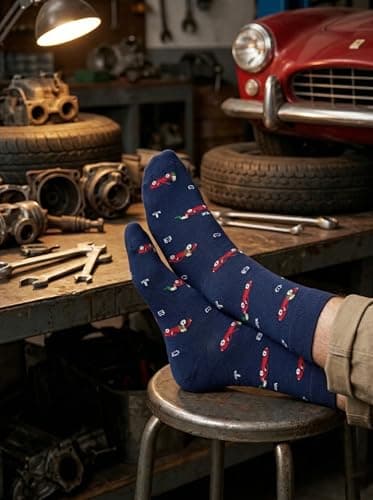 feetopia Socks with Frustrated Car Guy Design, Ideal Car Lover Gift, 1 Pair Per Pack, Size 8-13 - Thumbnail 2