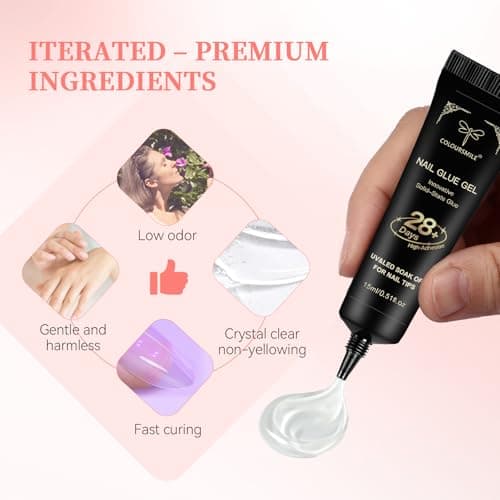 COLOURSMILE 15ml Strong Gel Nail Glue - Lamp Cured Soak Off, Adhesive for Acrylic Fake Nails, Tips Extension & Press On Gelly Nails - Thumbnail 3