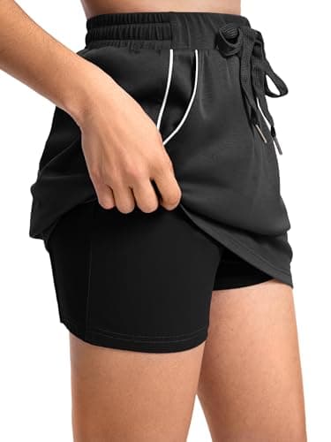 Casly Lamiit Two Piece Skort Sets for Women Summer Beach Casual Tennis Outfits Short Skirts Spring Break Athletic Lounge Sweatsuit Women Clothing Black S - Thumbnail 4