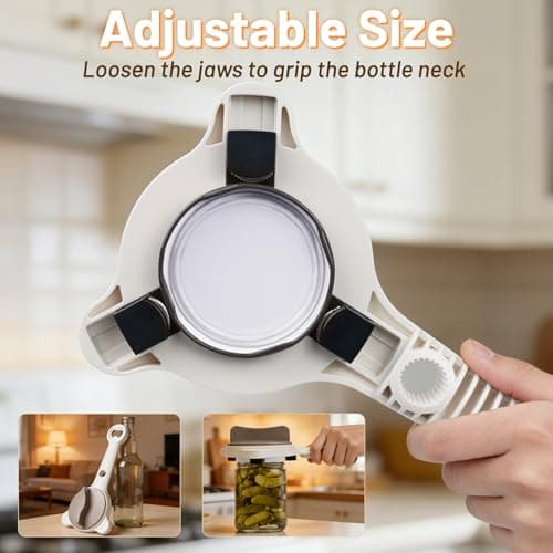 SANYOUEU Jar Opener for Seniors Weak Hands and Arthritis, Adjustable Can Jar Lid Bottle Opener Stainless Steel, Non Slip Grip Easy Open Kitchen Jars,Bottles & Cans - Thumbnail 5