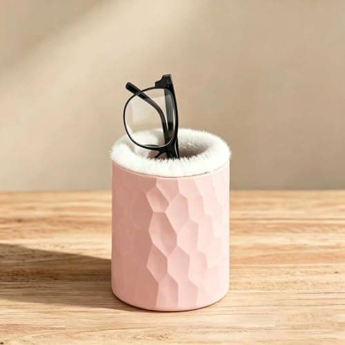 HBPHBP Plush Lined Eyeglasses Holder for Nightstand Silicone Protective Glasses Holder Stand Case Anti-scratch Glasses Storage Organizer for Table, Desk, Nightstand, Office (Pink) - Image 1