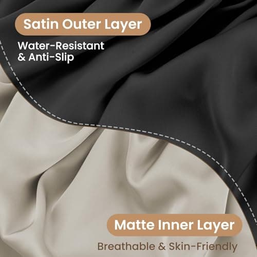 Zixsavk Adjustable Double Layer Silk-Satin Hair Bonnet for Women - Sleep Hair Protector Ideal for Natural Curly Hair, Anti-Frizz & Moisture Retention (black,Large) - Thumbnail 3