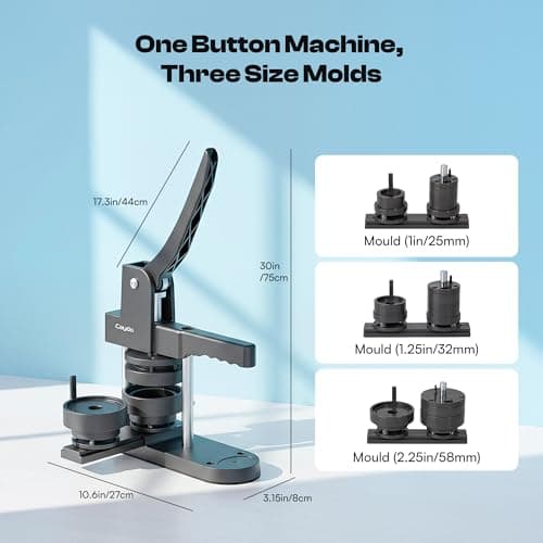 Caydo Button Maker Machine Multiple Sizes, 1+1.25+2.25 Inch Pin Maker Machine Kit, 3 in 1 Button Press Machine Making Kit with Maker Supplies for Fridge Magnet Keychain Bottle Opener DIY Crafts - Thumbnail 2