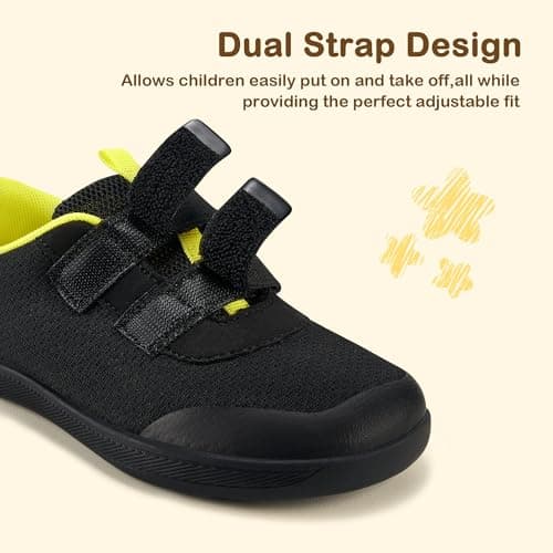 Stelle Toddler Wide Toe Box Barefoot Shoes Kids Sneakers for Boys Girls Zero Drop Minimalist Breathable Lightweight Non Slip Walking Running Shoes(Black, 12ML) - Thumbnail 5