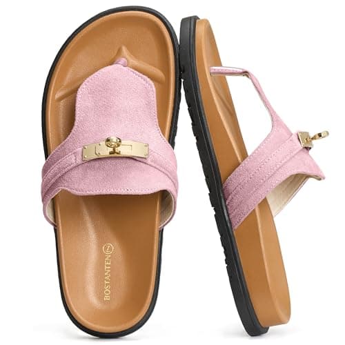 BOSTANTEN Thong Sandals for Women Comfortable Slip On Sandals with Cushioned Footbed for Casual Walking and Summer Beach - Image 1